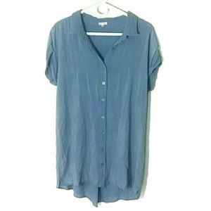 En Creme Shirt Chambray Denim Button Down Tunic